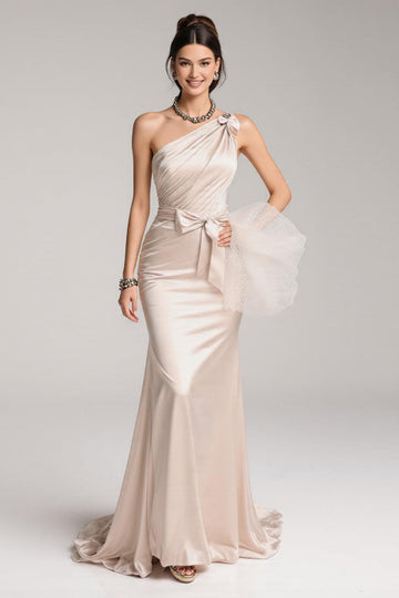 Ivory Mermaid One Shoulder Pageant Dress